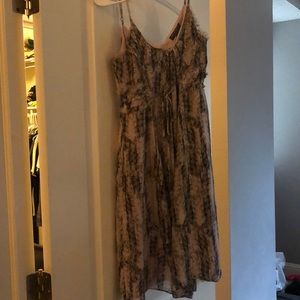 Pink and black knee length maternity dress